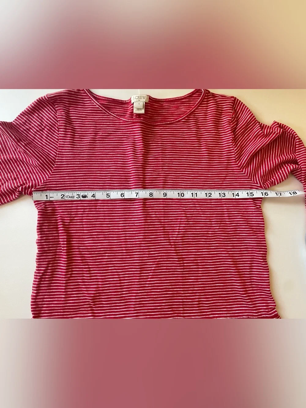 J. Crew Preppy Red and White Stripe Long Sleeve Top
